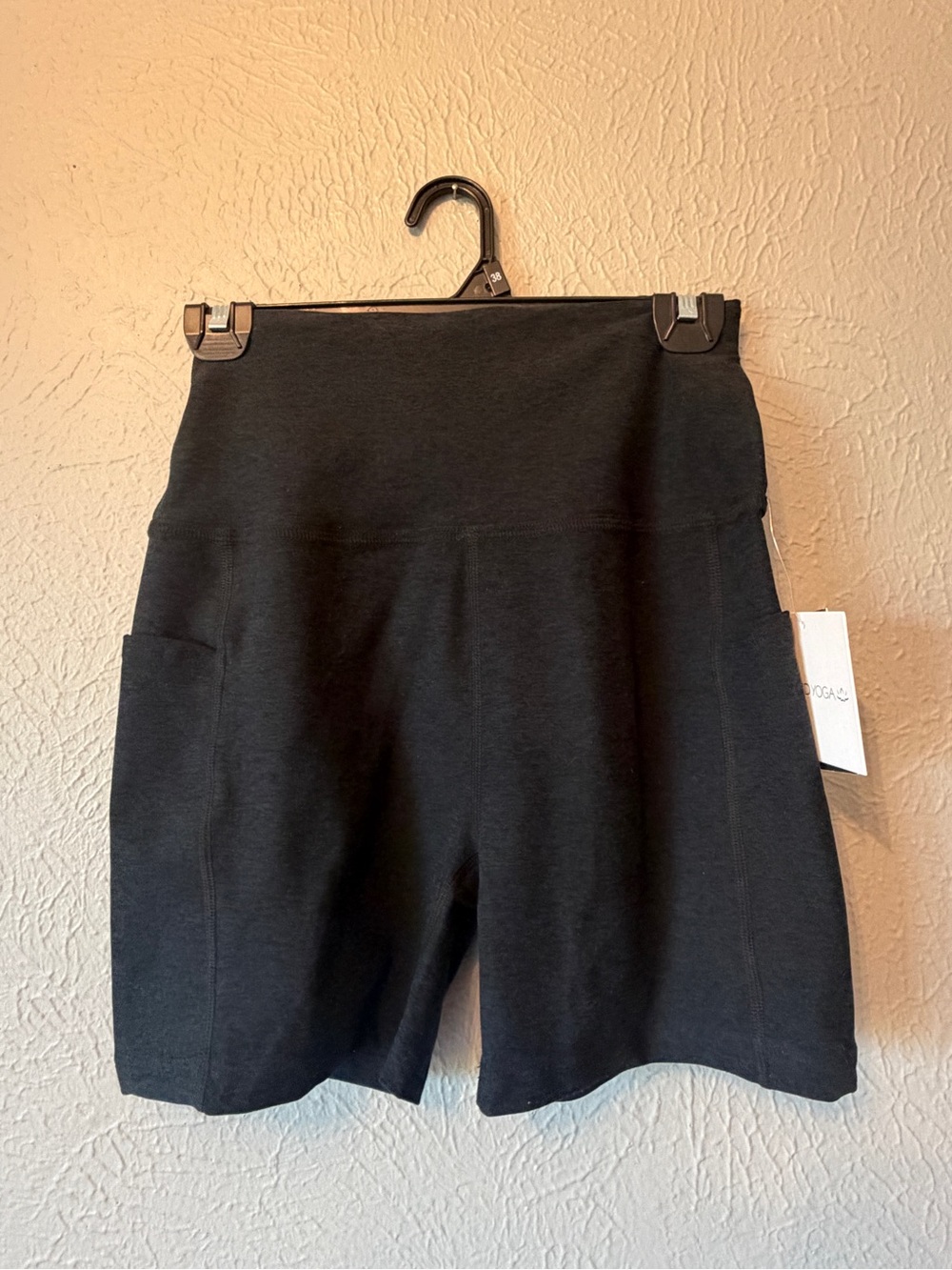 Beyond Yoga Black High-Rise Bike Shorts with Side Pockets